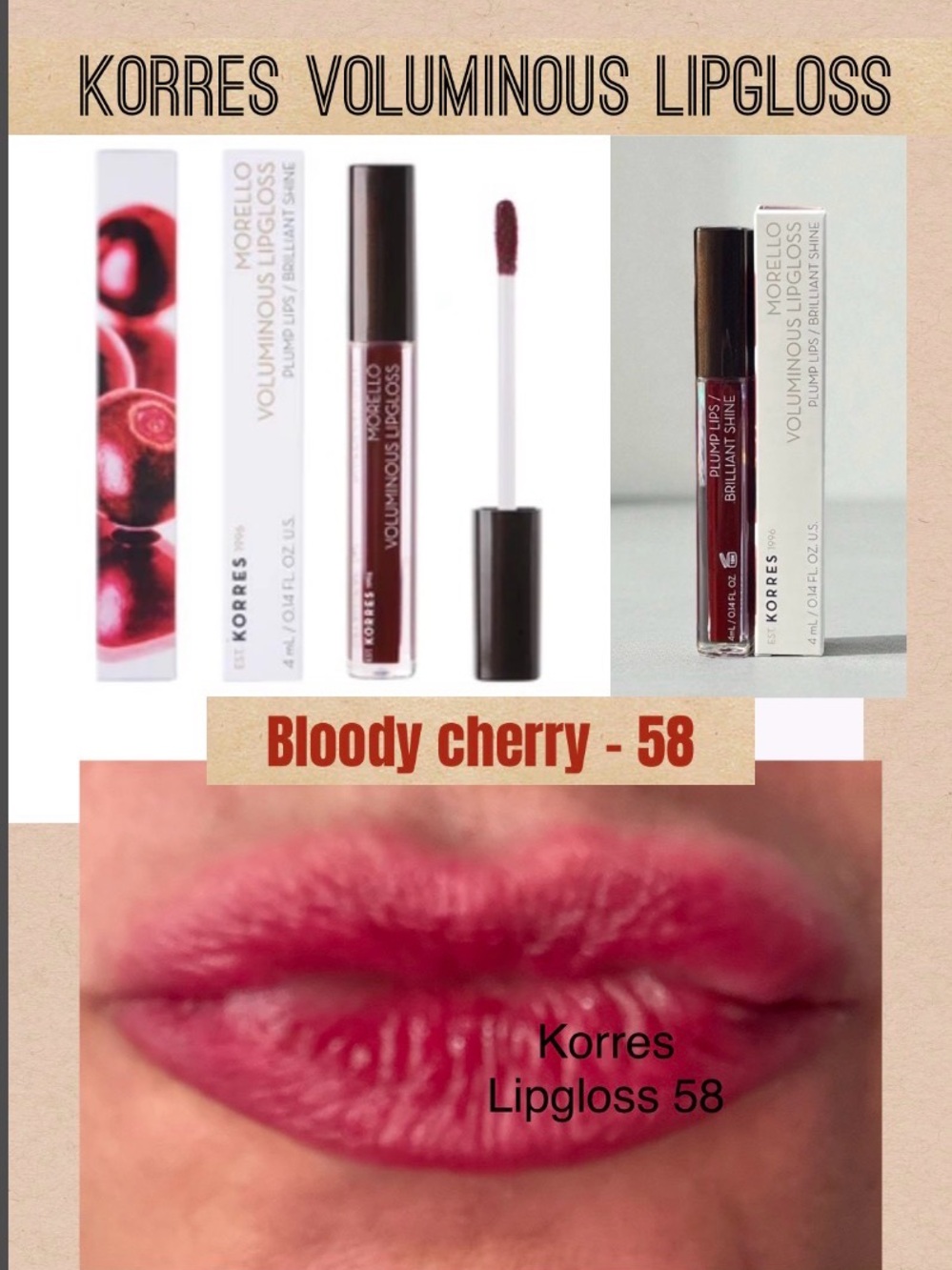 Korres Voluminous Lipgloss Bloody Cherry 58 - NWB full size